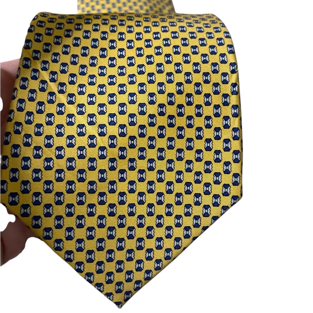 Vintage Spinelli Silk Polka Dot Tie in Yellow and Blue